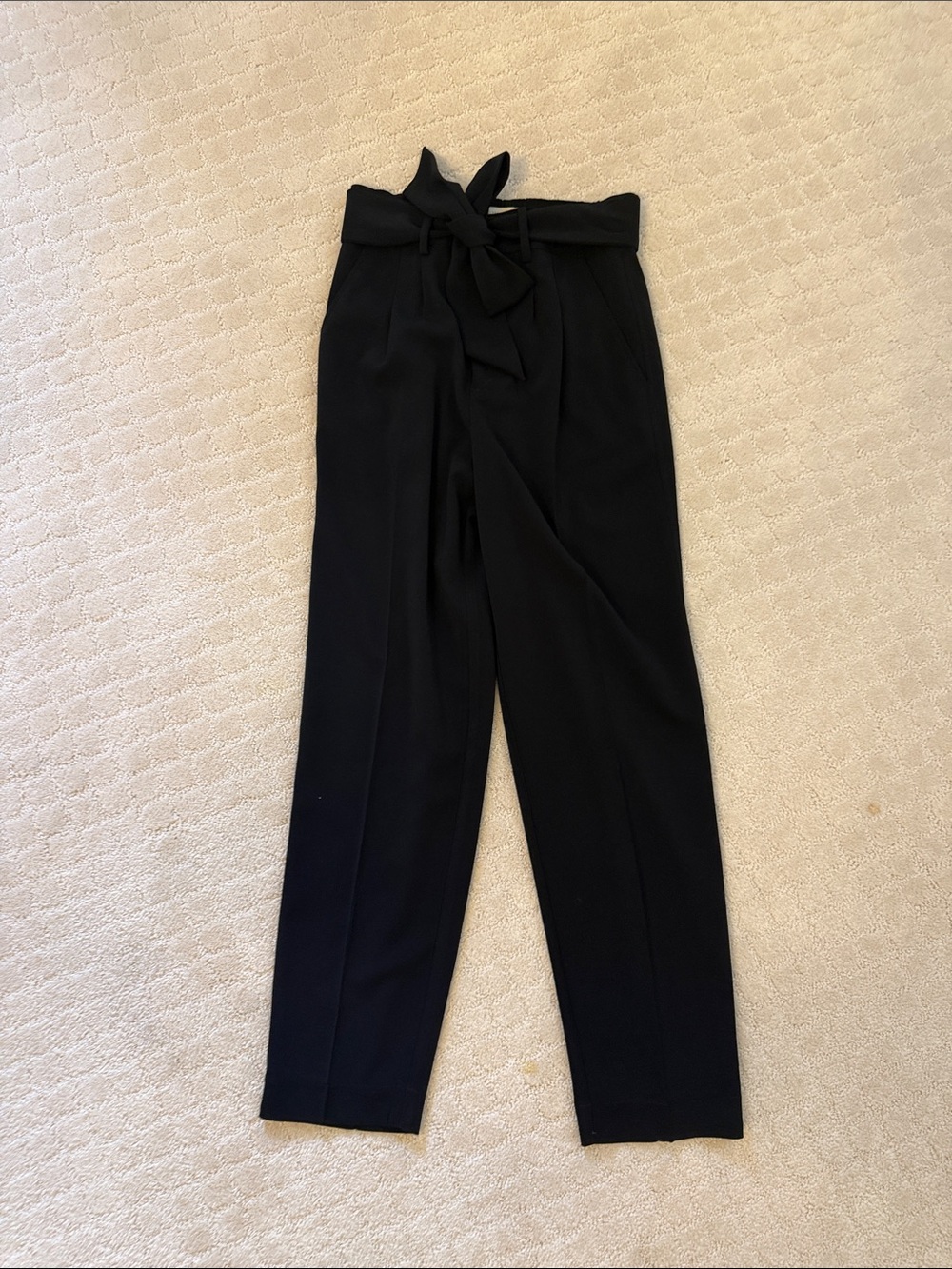 Brochu Walker Black High-Waist Paperbag Trousers with Tie